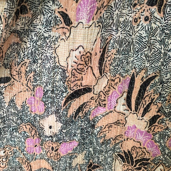 Ulla Johnson Silk Blouse Floral Ruffle Flutter Sleeve Lurex Ida US 4 - Picture 6 of 9